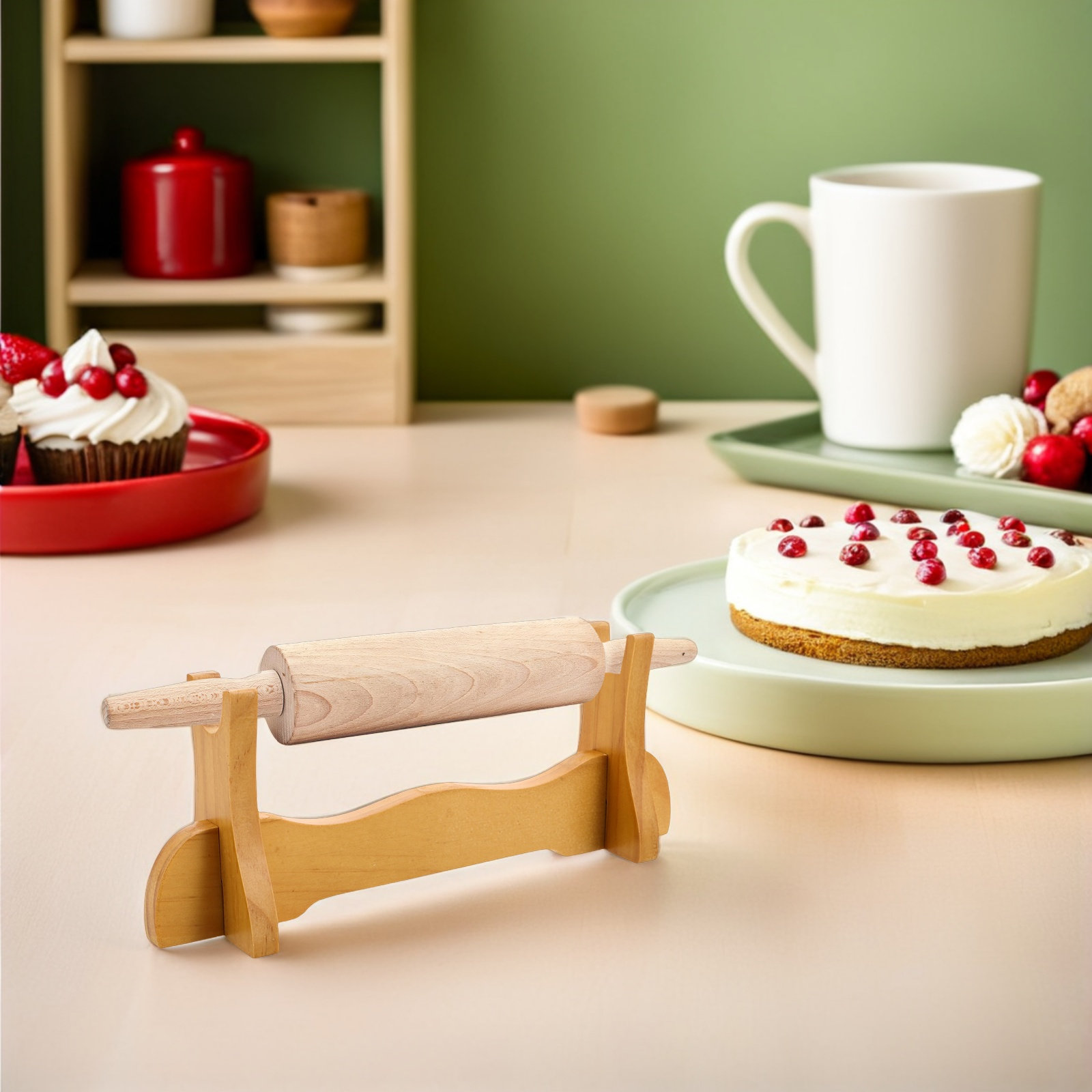 Suporte de Madeira para Rolo d - Kitchen Baking Organization avaliação e preço