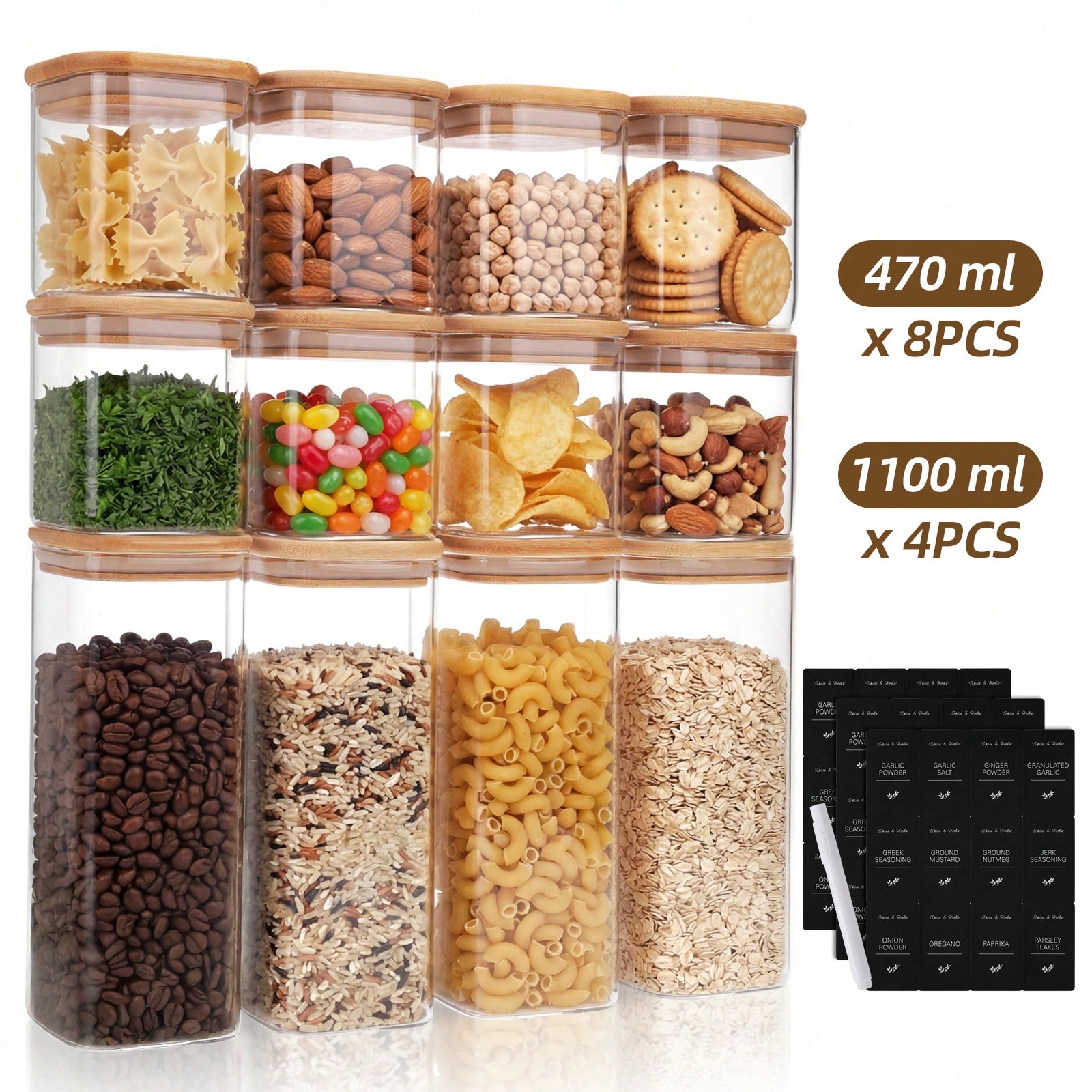 Tomnk 12 recipientes de vidro  - Kitchen Baking Organization avaliação e preço